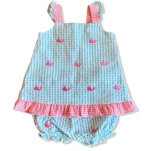 Anavini Baby Whale Gingham Two Piece Set